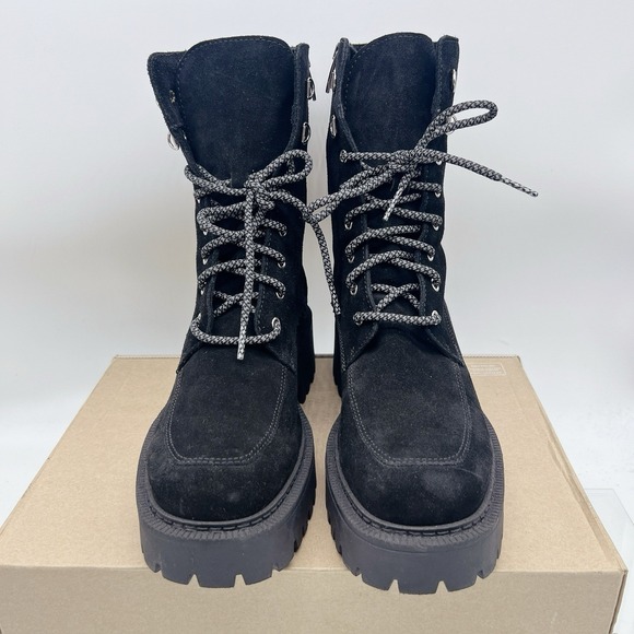 La Canadienne Nila Black Suede Waterproof Platform Lace Combat Ankle Boots US 9 - Picture 6 of 14